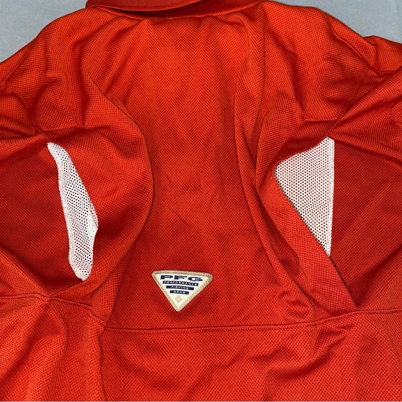 Columbia PFG Short Sleeve Shirt Men's L Vented Back Omni Shade Orange Solid - Picture 9 of 12